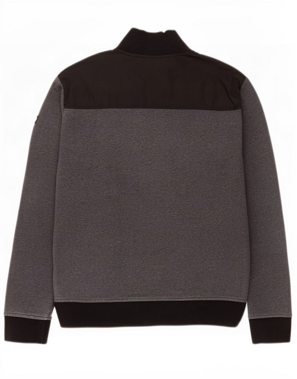 Armani Jeans Mens Zip Neck Sweatshirt Jumper Medium Grey Colourblock