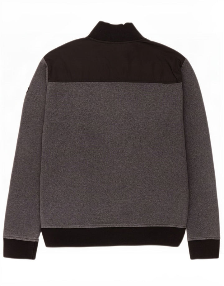 Armani Jeans Sweat-Shirt Col Zippé Homme Gris Moyen Colourblock