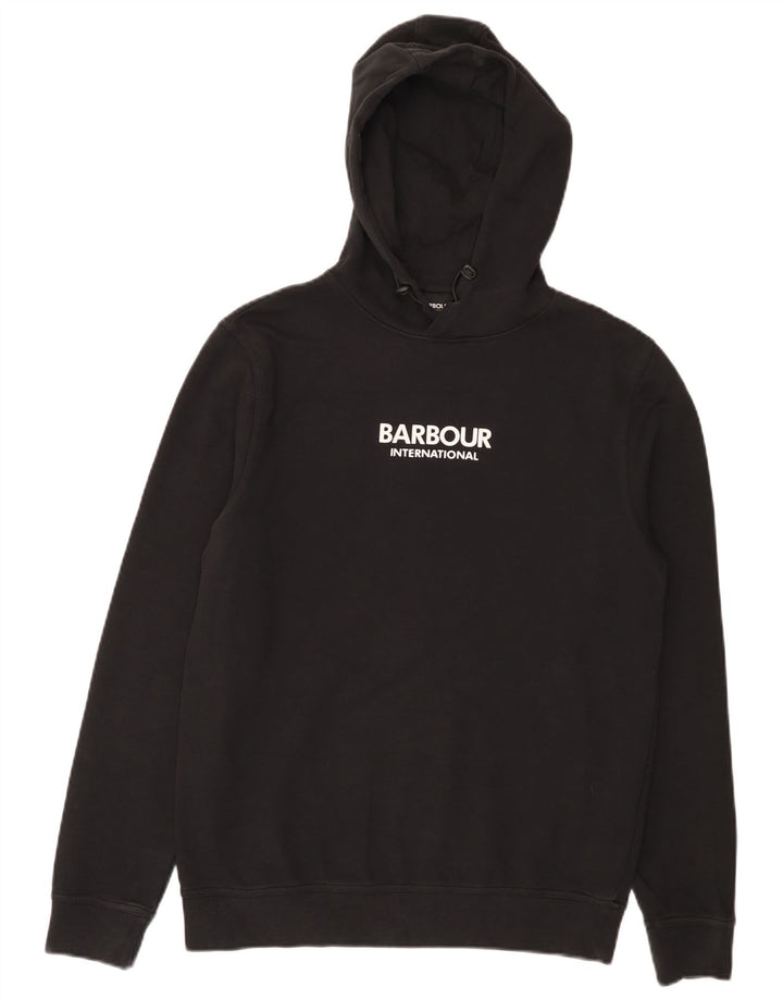 Barbour Pull à capuche graphique pour homme Petit coton noir