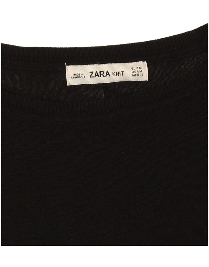 Zara Pull long surdimensionné à col bateau pour femme UK 14 Noir moyen