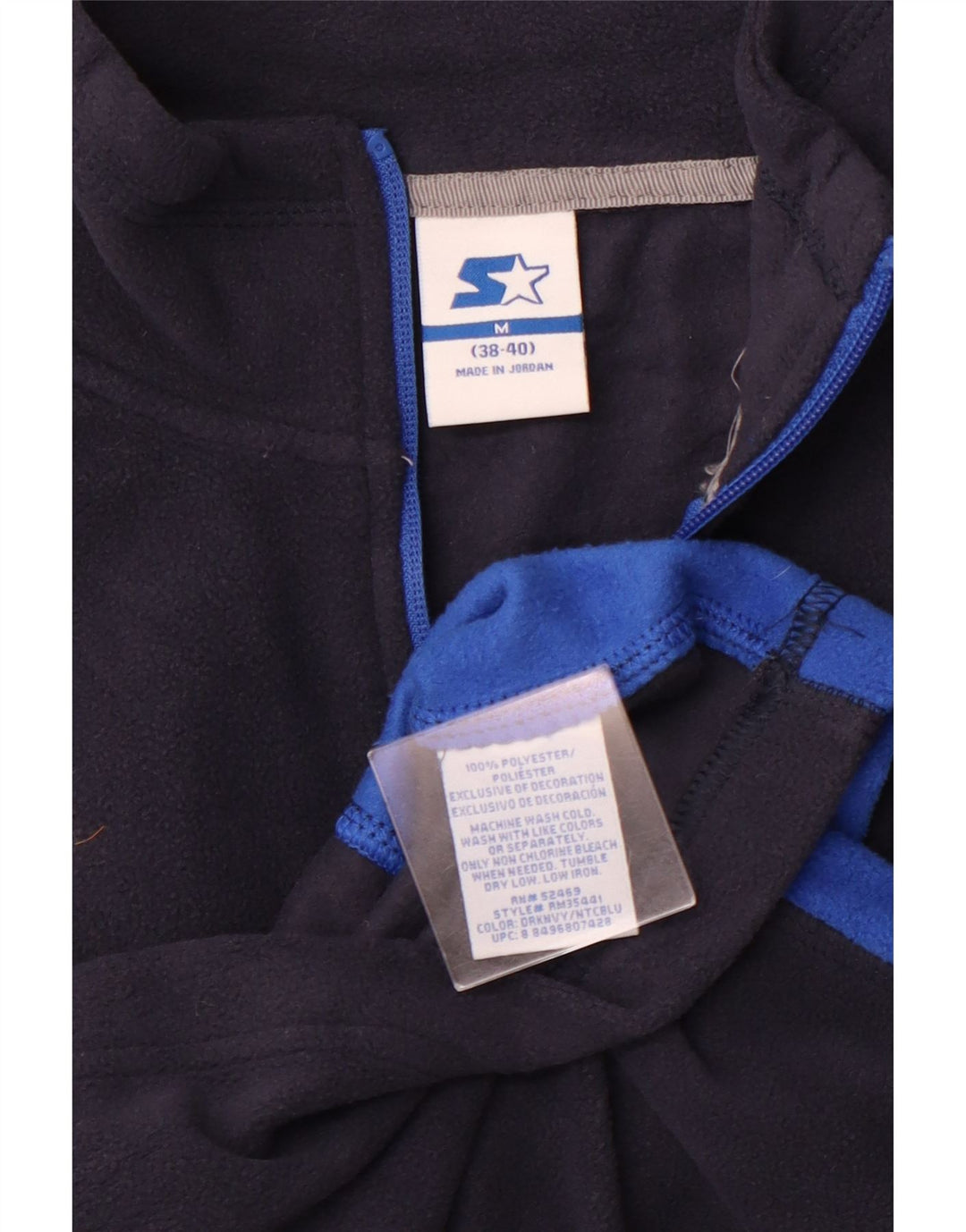STARTER Pull polaire à col zippé pour homme UK 38/40 Bleu marine moyen Colourblock