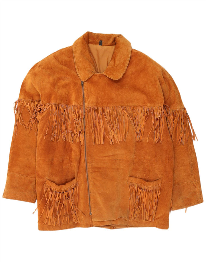 VINTAGE Veste en daim homme EU 54 2XL Cuir marron