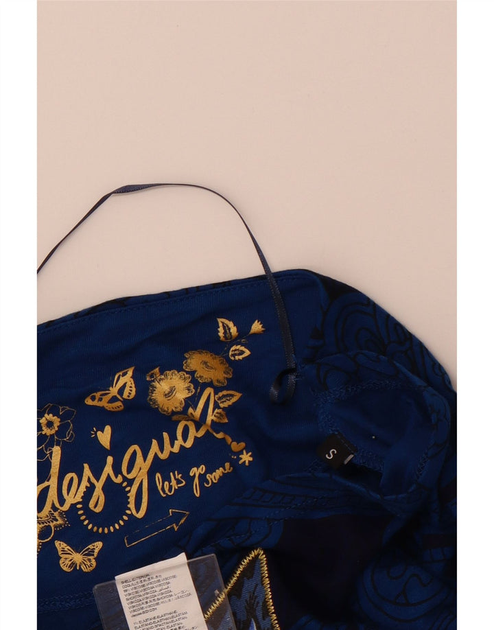 DESIGUAL Chemisier surdimensionné chauve-souris pour femme UK 10 Petit motif cachemire bleu