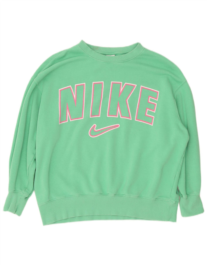 Survêtement complet surdimensionné graphique Nike pour femme UK 14 coton vert moyen