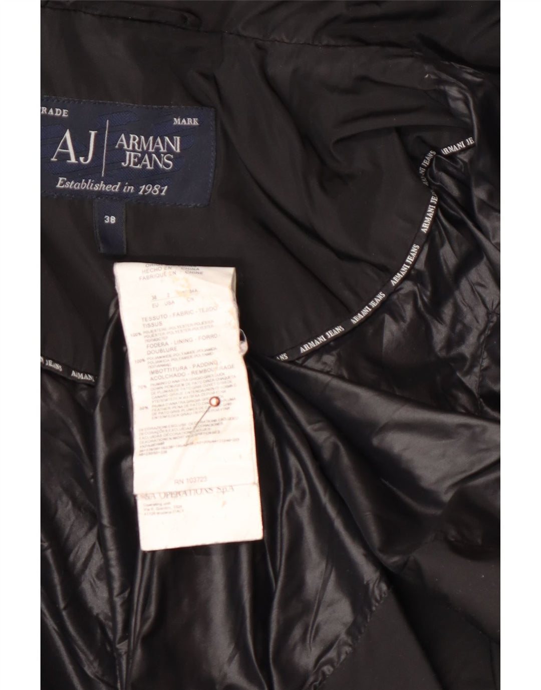 ARMANI JEANS Manteau matelassé à capuche surdimensionné pour femme IT 38 XS Noir Polyester
