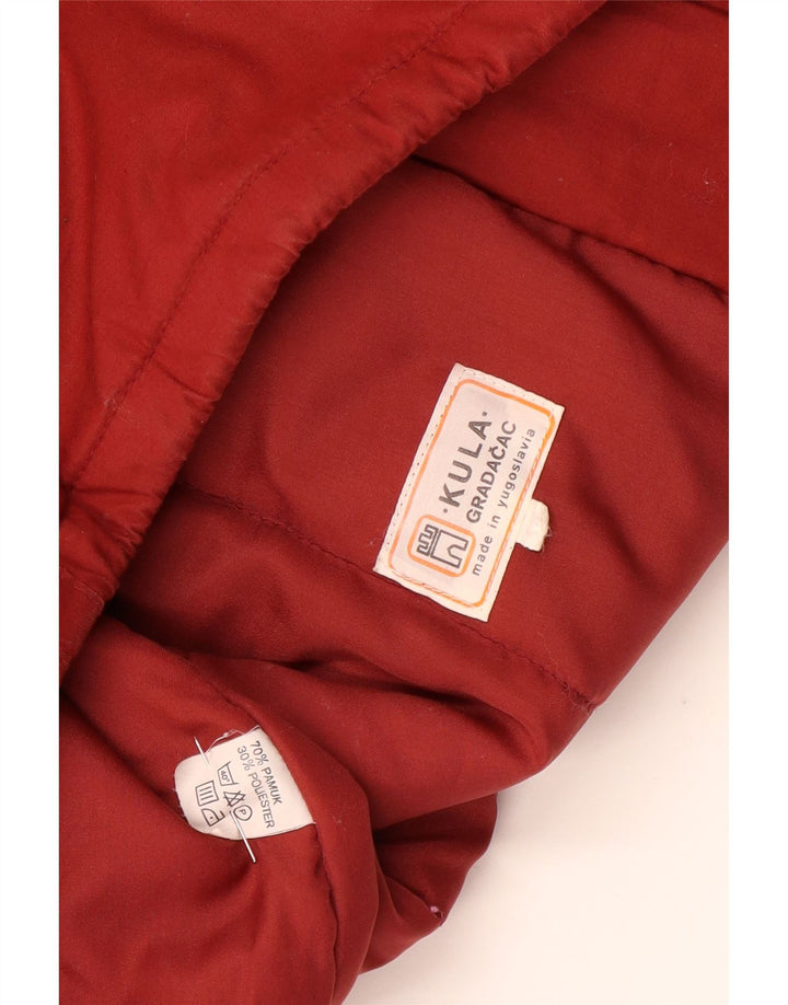 VINTAGE Manteau rembourré à capuche femme UK 20 2XL Coton rouge
