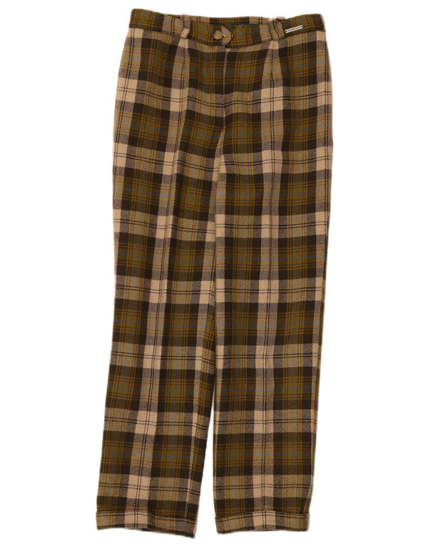 Tyroland Womens Straight Suit Trousers W28 L27 Khaki Plaid