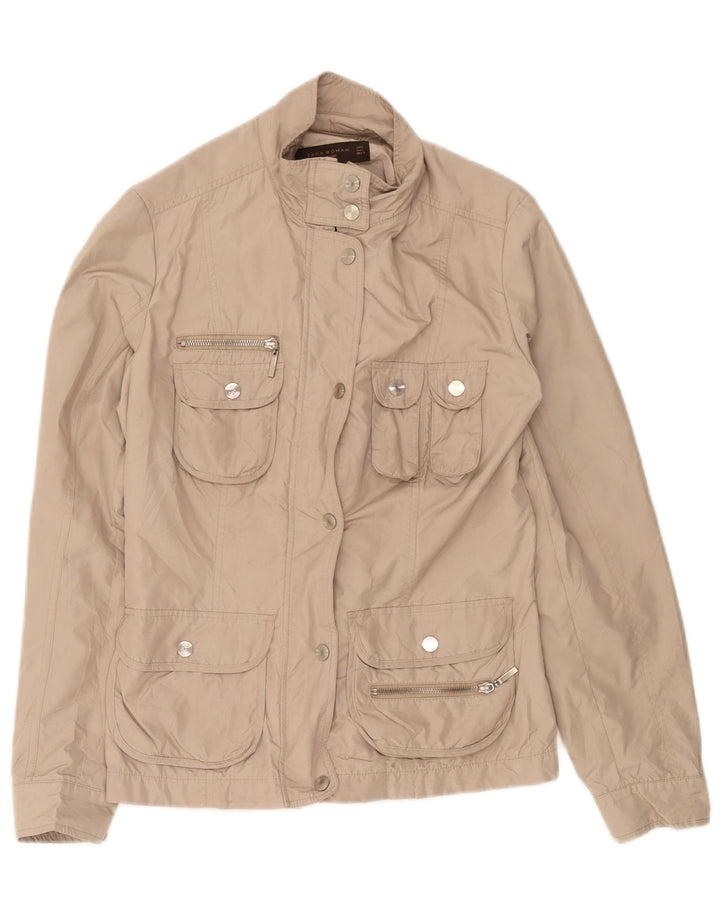 Zara Veste utilitaire pour femme UK 14 Grand coton beige