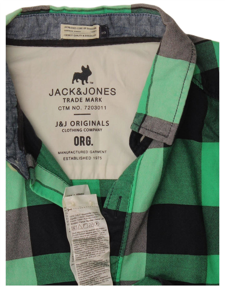 Jack & Jones Chemise en flanelle pour homme en coton à petits carreaux verts