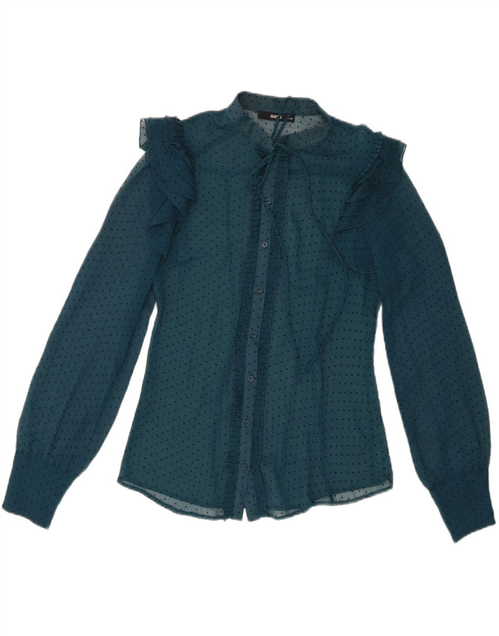 Oasis Chemisier transparent à nouer sur le devant pour femme, taille 8, petit, bleu à pois
