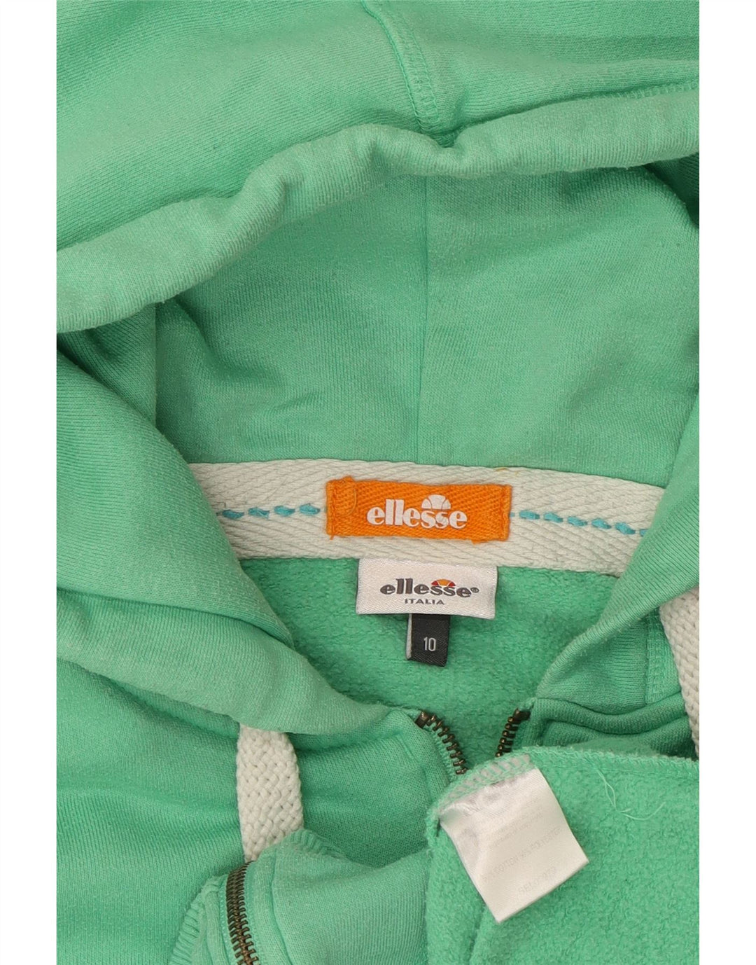 ELLESSE Pull à capuche zippé pour femme UK 10 Petit coton vert