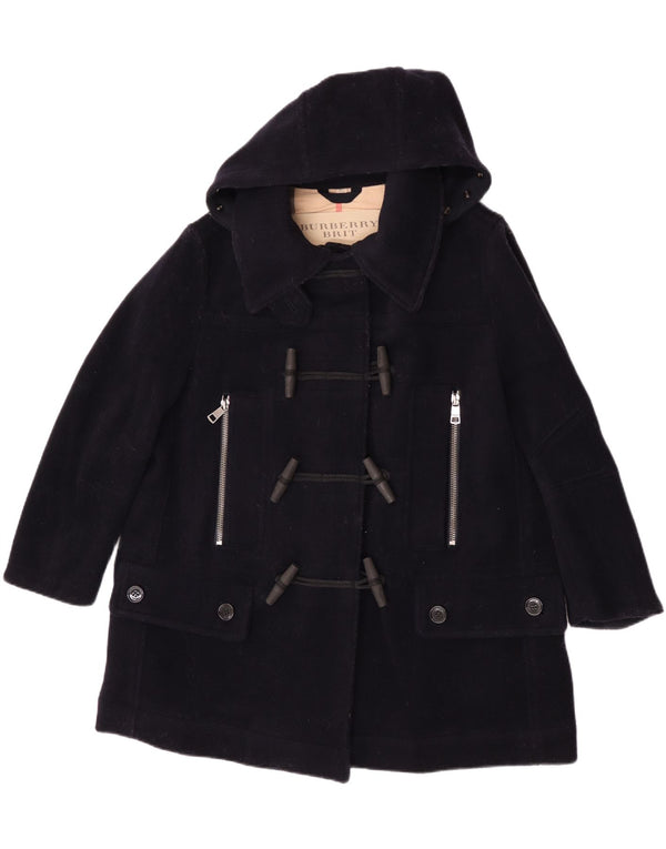 Burberry Duffle-coat à capuche surdimensionné pour femme UK 6 XS Bleu marine en laine classique