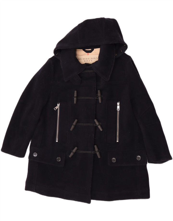 Burberry Duffle-coat à capuche surdimensionné pour femme UK 6 XS Bleu marine en laine classique
