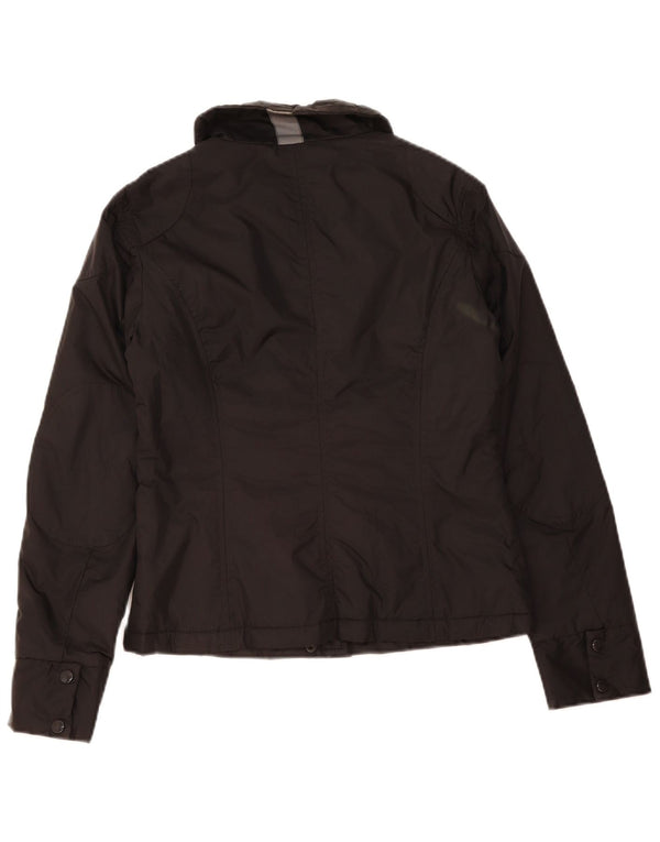 VINTAGE Veste utilitaire femme UK 14 Nylon noir moyen