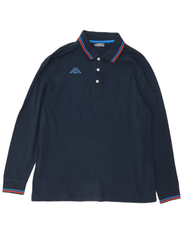 KAPPA Polo Homme Manches Longues Large Bleu Marine Coton