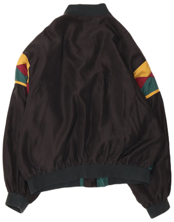 JEAN LEGALLI Veste Bomber Homme UK 42 XL Vert Colorblock Soie