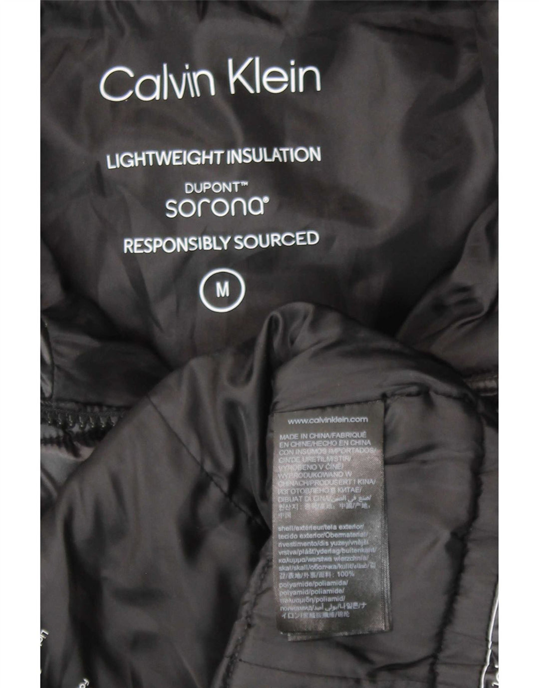 Calvin Klein Veste rembourrée à capuche pour femme UK 14 Medium Noir Polyamide