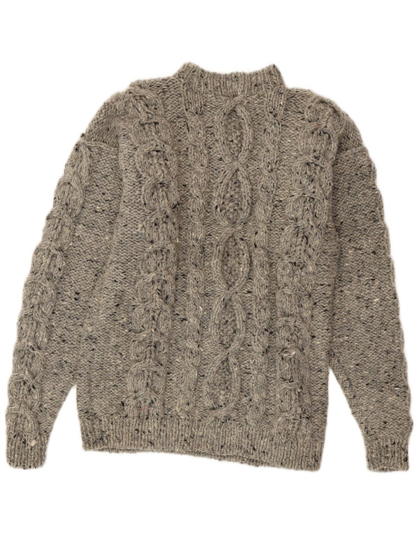 vintage Womens Crew Neck Jumper Sweater UK 16 Grand Gris Moucheté
