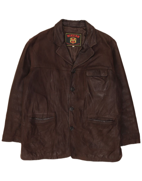 BIKERS Veste blazer en cuir à 4 boutons pour homme IT 58 4XL Cuir marron
