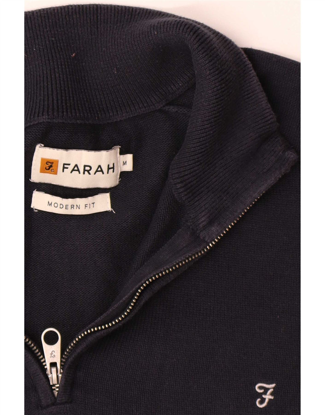 Farah Pull coupe moderne à col zippé pour homme en coton bleu marine moyen