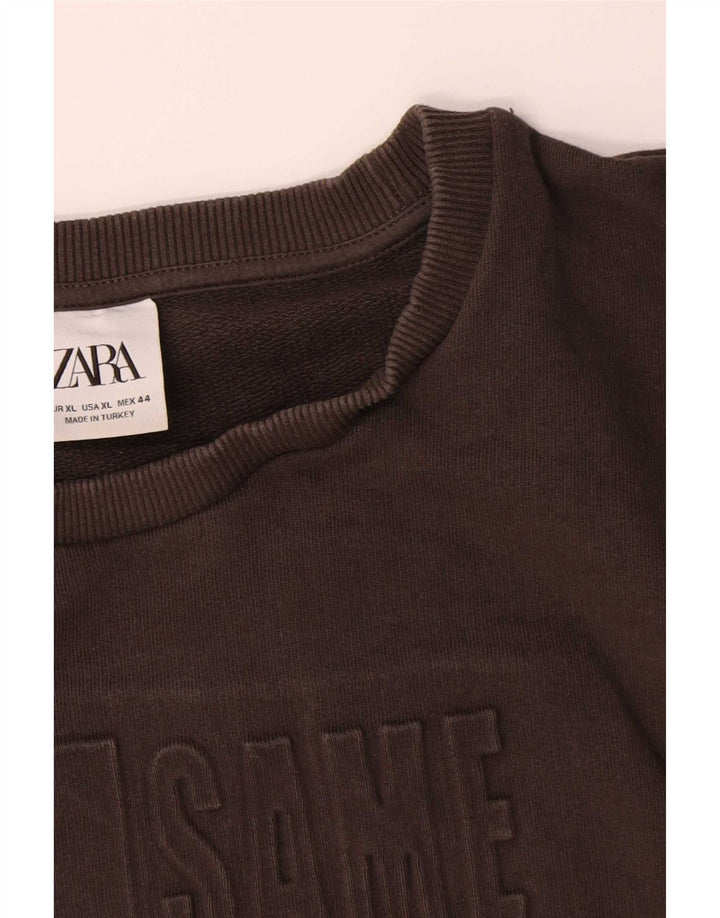Zara Homme Graphic Sweatshirt Jumper XL Marron Coton