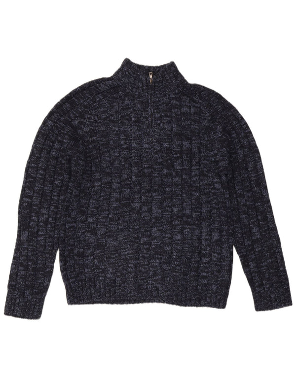 Marks & Spencer Pull col zippé pour homme XL en acrylique moucheté bleu marine