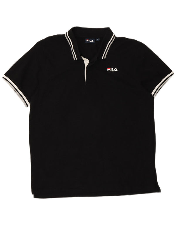 Fila Polo Homme XL Noir Rayé Coton