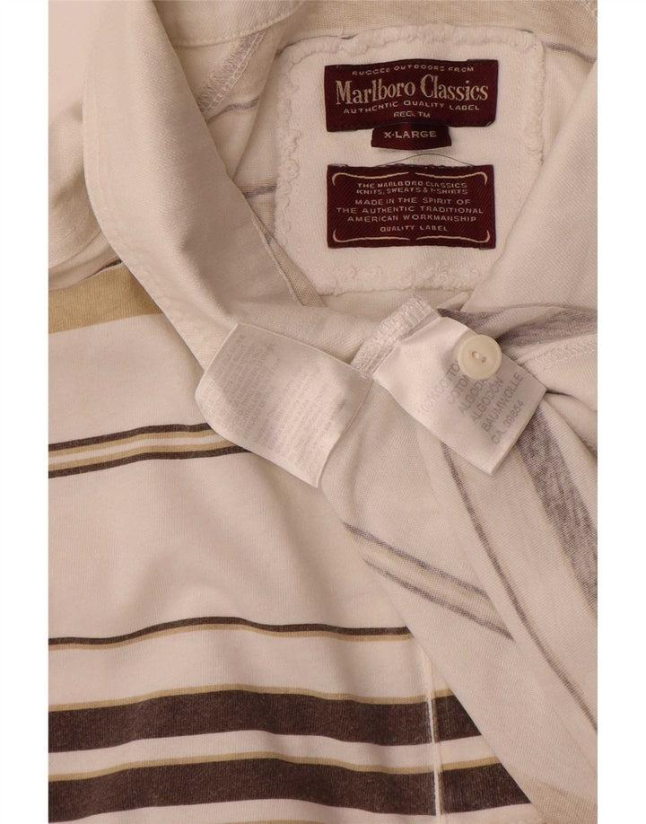 Marlboro Classics Polo Homme XL Blanc Rayé Coton