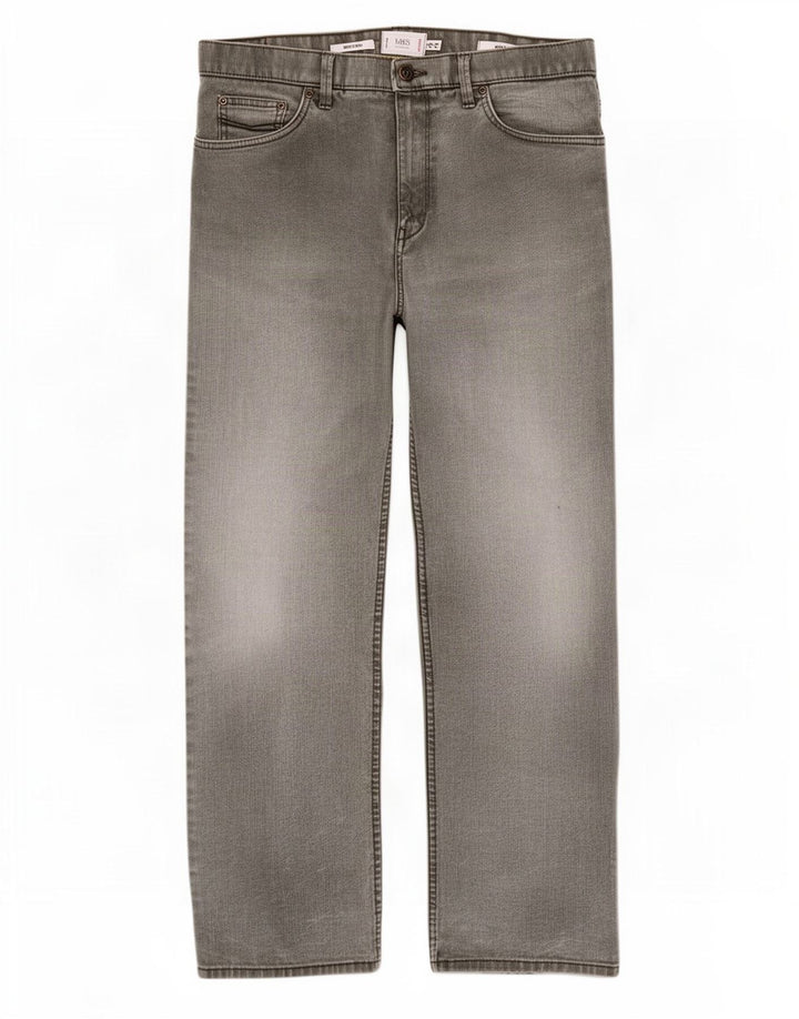 Marks & Spencer Jean droit extensible régulier pour homme W34 L31 en coton gris