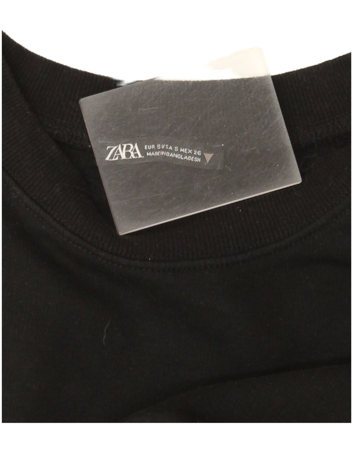 Zara Sweat-shirt court surdimensionné pour femme UK 10 Petit Noir