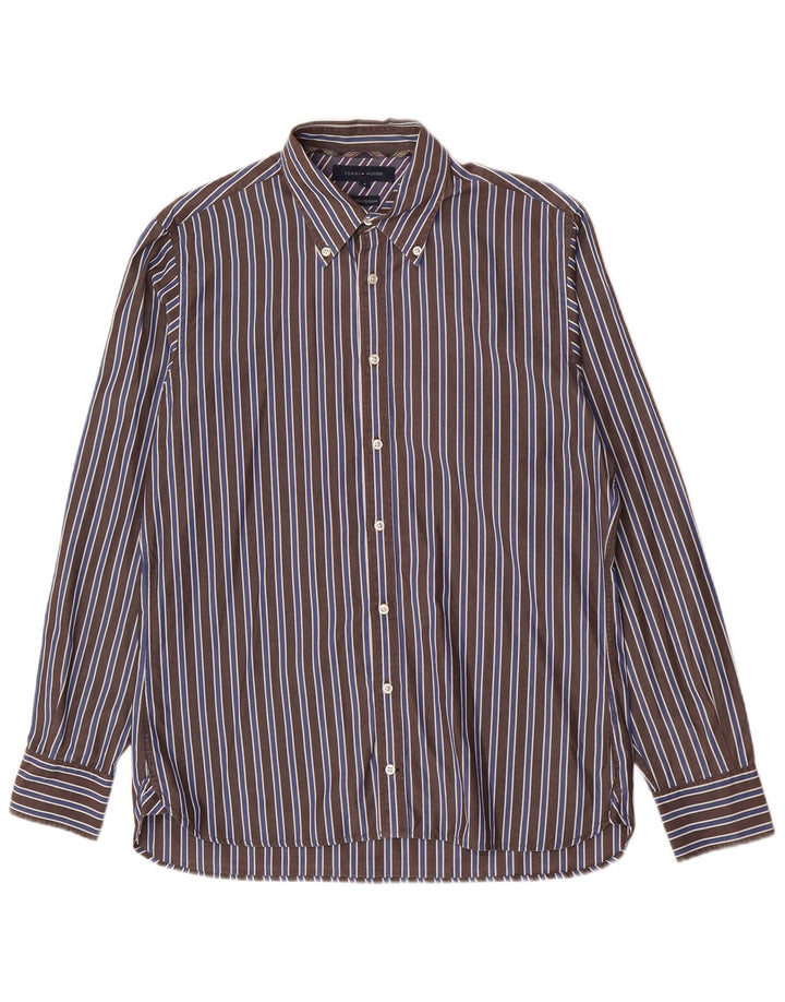 Tommy Hilfiger Chemise Homme Coton Rayé Marron Moyen