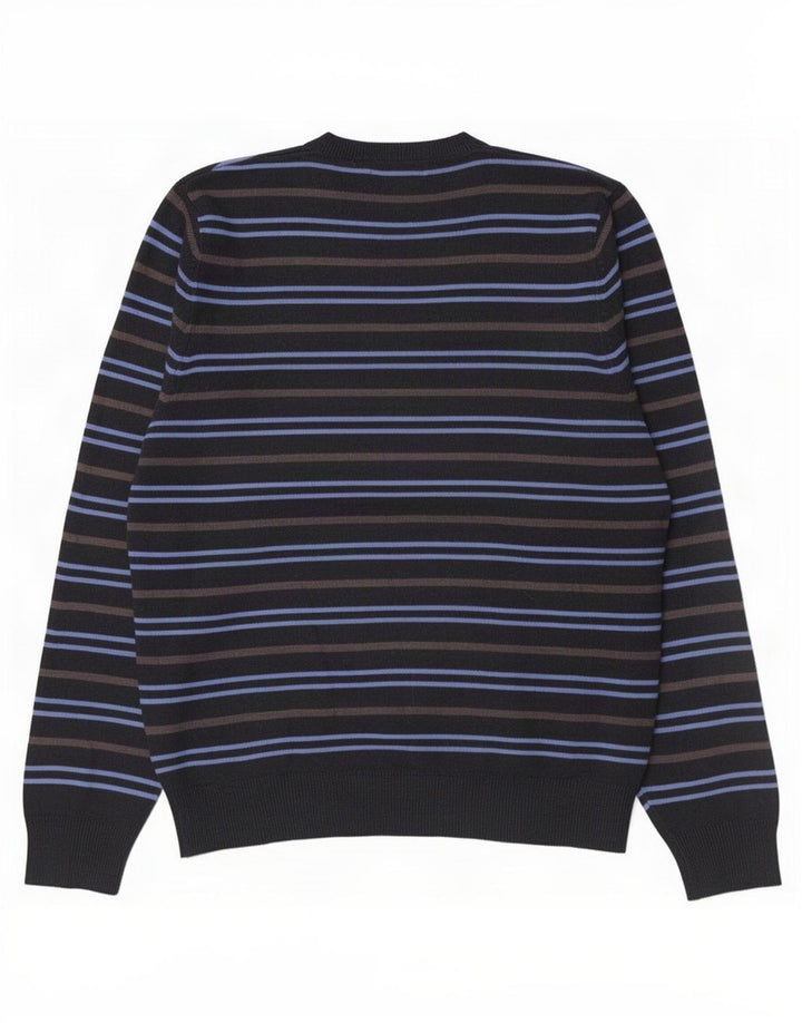 Marks & Spencer Pull col V pour homme en acrylique rayé bleu marine moyen