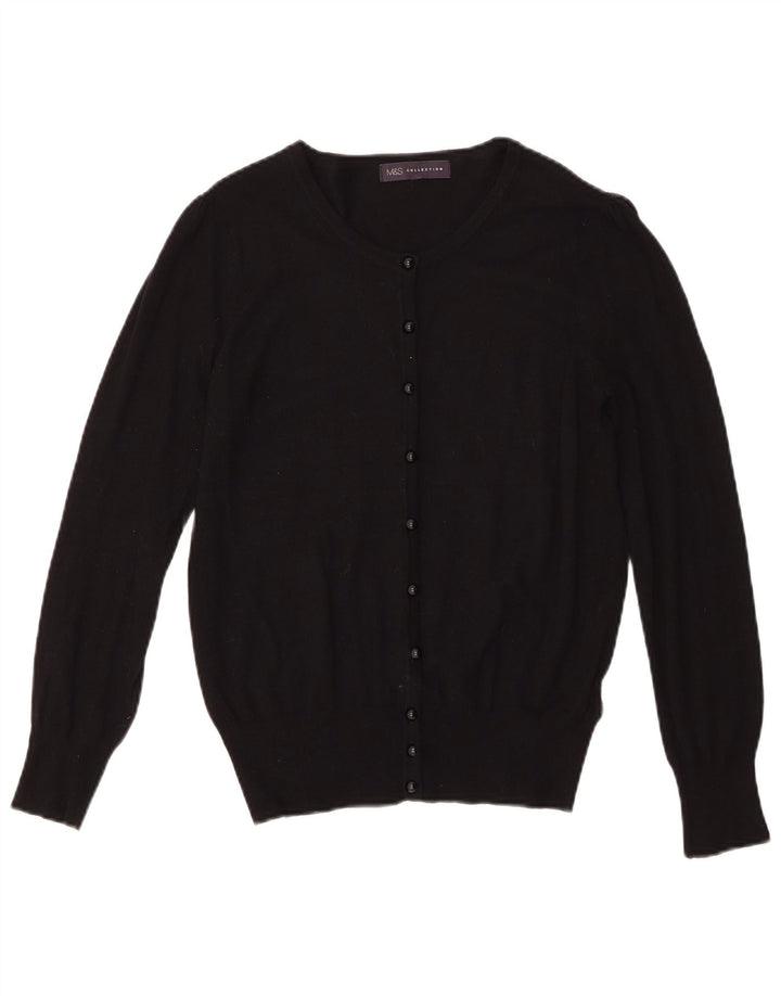 Marks & Spencer Pull Cardigan Femme UK 10 Petit Viscose Noir
