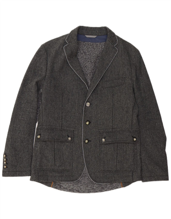 HUGO BOSS Veste Blazer 3 Boutons Homme EU 50 Grand Gris Chevrons