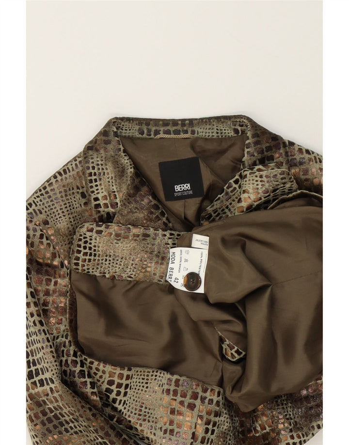 BERRI Womens 2 Button Blazer Jacket IT 42 Medium Brown Animal Print Vintage Berri and Second-Hand Berri from Messina Hembry 
