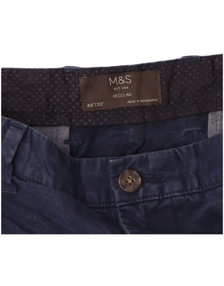 Marks & Spencer Pantalon Chino Droit Regular Homme W40 L33 Bleu Marine