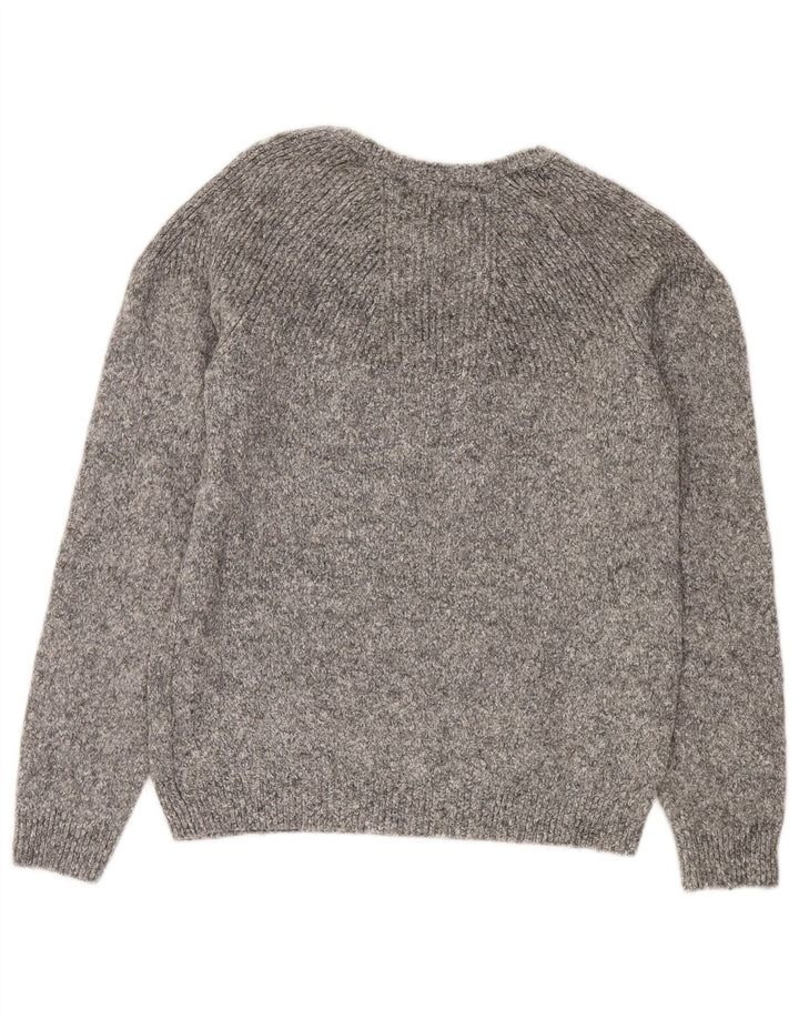 Zara Pull Col Bateau Homme Gris Moyen Laine Mouchetée
