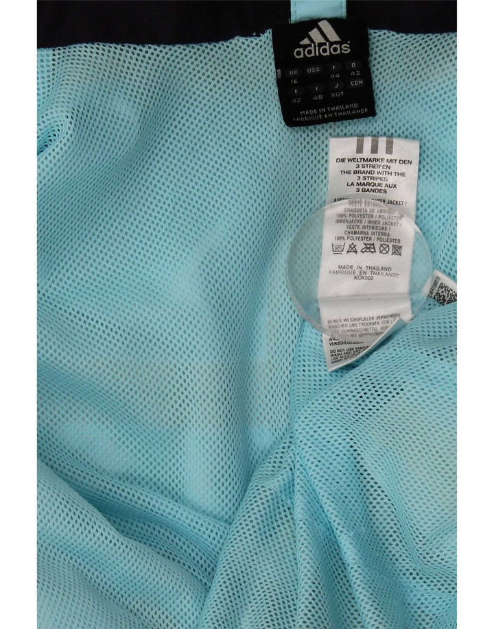 Adidas Veste de pluie à capuche Clima Proof pour femme UK 16 Large Bleu Polyester