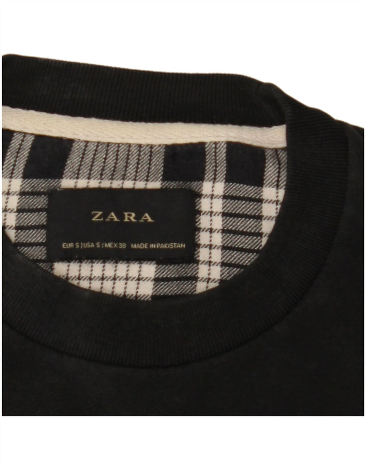 Zara Homme Sweatshirt Jumper Petit Carreau Noir