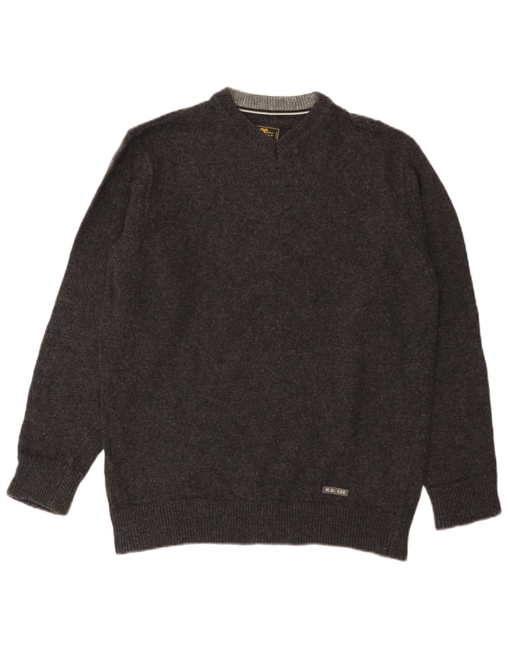 Lee Pull Col V Homme Gris Moyen Laine
