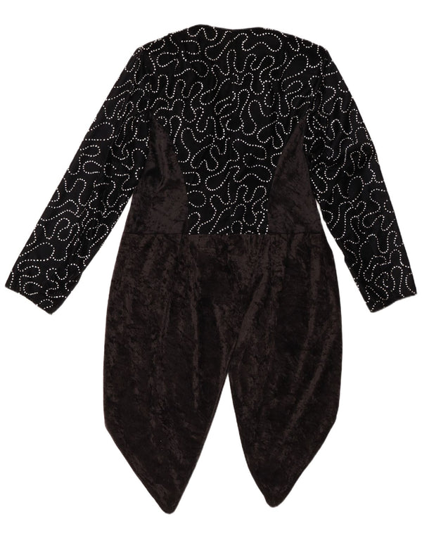 VINTAGE Veste blazer à motif abstrait pour femme IT 42 Noir moyen