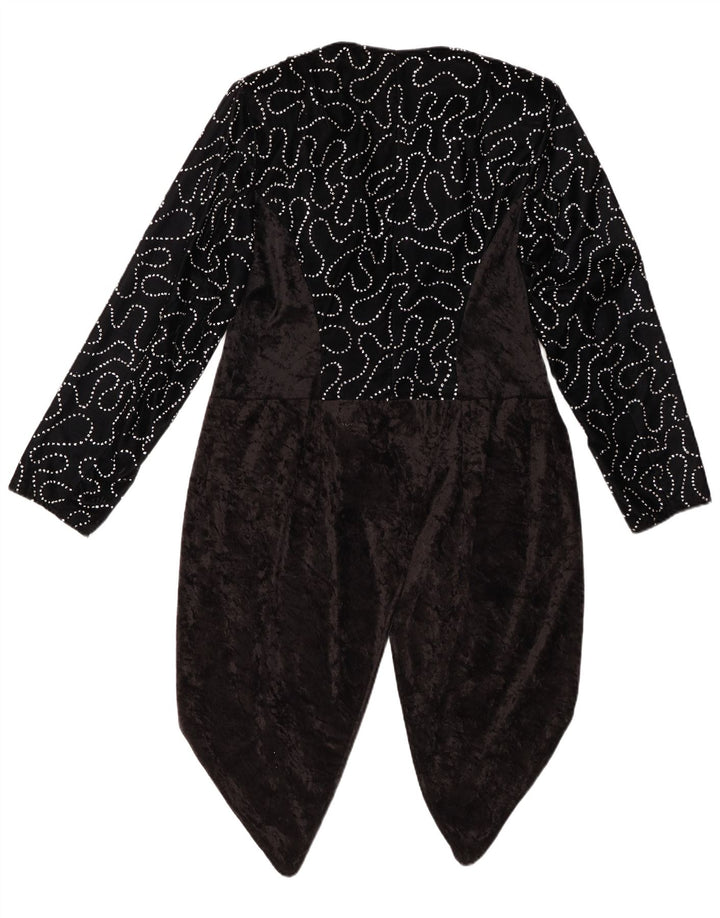 VINTAGE Veste blazer à motif abstrait pour femme IT 42 Noir moyen