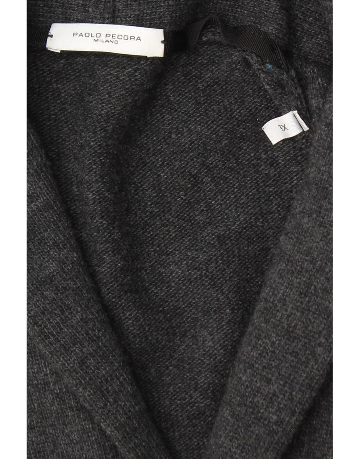 Paolo Pecora Homme Cardigan Croisé Pull XL Gris Laine