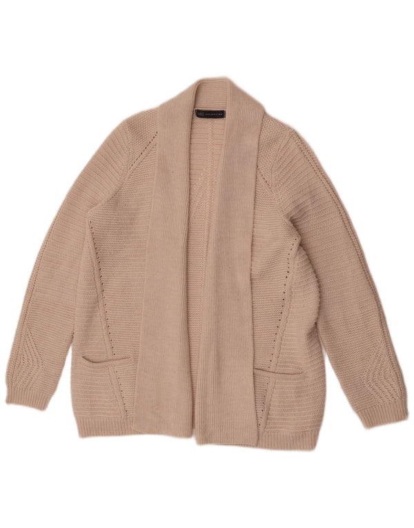 Marks & Spencer Pull Cardigan Ouvert pour Femme UK 16 Grand Acrylique Beige