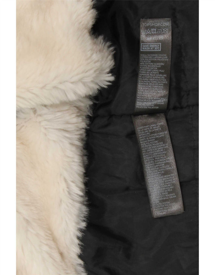 Topshop Parka à capuche pour femme UK 8 Small Noir Polyester