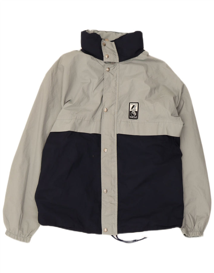 K-Way Veste de pluie à capuche pour homme UK 38 Bleu marine moyen Polyester colour block
