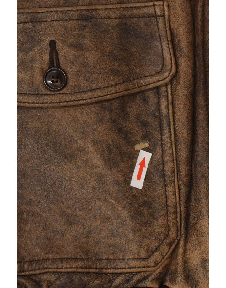 Schott Veste d'aviateur en cuir graphique pour homme UK 42 XL Cuir marron