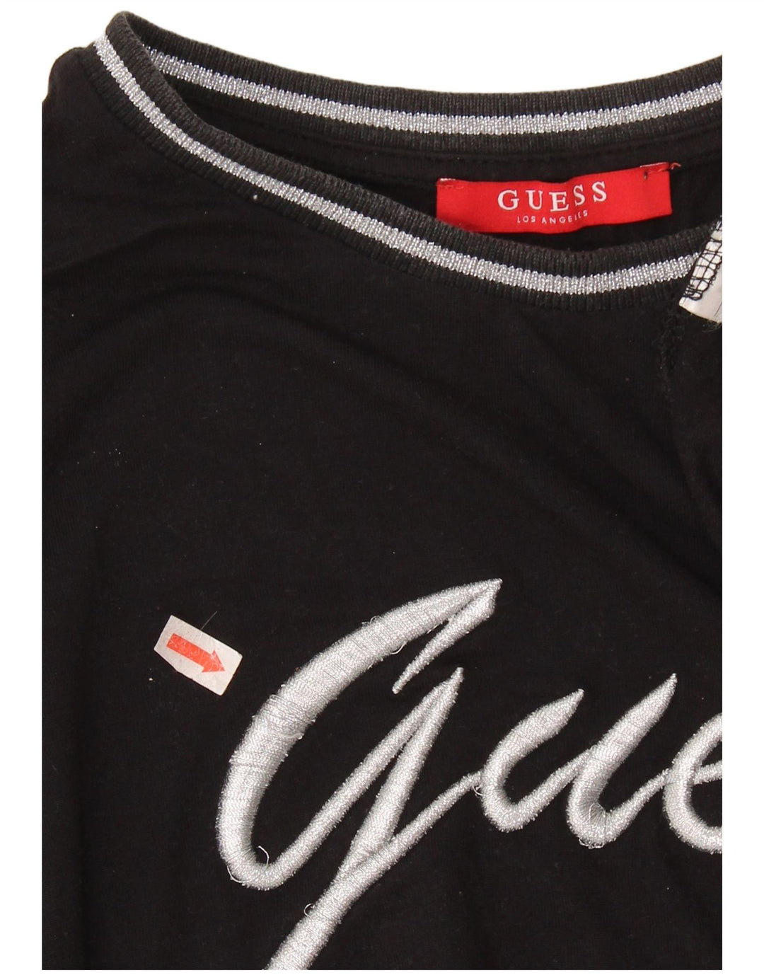 GUESS T-shirt graphique surdimensionné pour femme UK 6 XS Noir