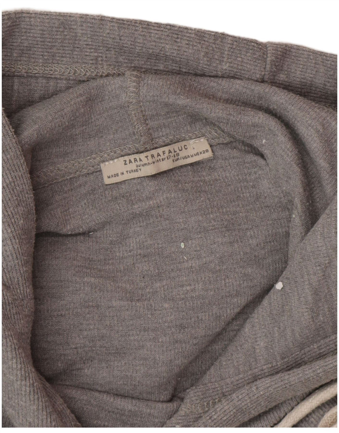 Zara Femme Haut Oversize À Capuche Manches Longues UK 14 Gris Moyen Taché