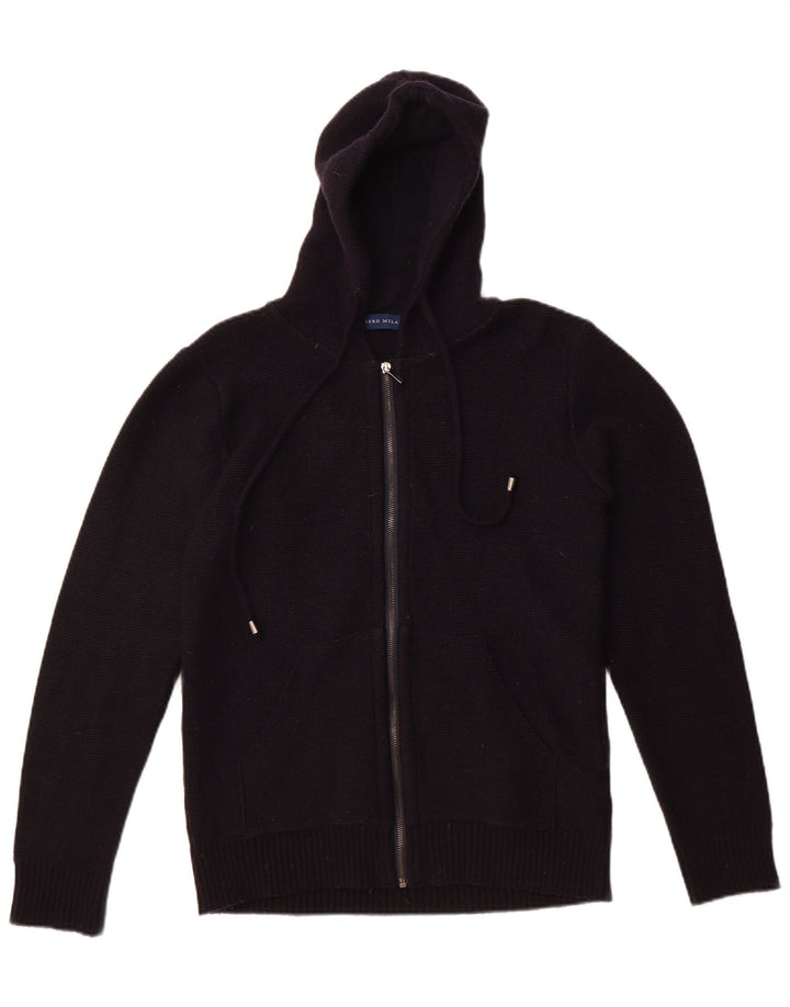 Libero Milano Cardigan à capuche pour femme UK 14 Laine noire moyenne